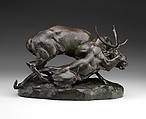 Panther Seizing a Stag, Antoine-Louis Barye French, Bronze, French