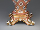 Vase (vase à tête d'éléphant) (one of a pair), Jean-Claude Duplessis (French, ca. 1695–1774, active 1748–74), Soft-paste porcelain decorated in polychrome enamels, gold, French, Sèvres