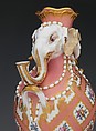 Vase (vase à tête d'éléphant) (one of a pair), Jean-Claude Duplessis (French, ca. 1695–1774, active 1748–74), Soft-paste porcelain decorated in polychrome enamels, gold, French, Sèvres