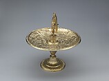 Tazza with Emperor Tiberius figure and dish with scenes from the life of Nero, Gilded silver, Flemish, Antwerp (?)