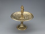 Tazza with Emperor Tiberius figure and dish with scenes from the life of Nero, Gilded silver, Flemish, Antwerp (?)