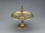 Tazza with Emperor Tiberius figure and dish with scenes from the life of Nero, Gilded silver, Flemish, Antwerp (?)