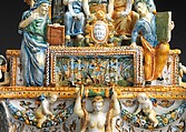 Inkstand with Apollo and the Muses, Workshop of the Patanazzi family (Italian, active ca. 1580–1620), Maiolica (tin-glazed earthenware), Italian, Urbino