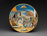 Dish with Joseph and His Brothers, Probably Workshop of Antoine Conrade and his family, Faïence (tin-glazed earthenware), French, Nevers