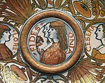Ewer stand with male and female profiles and arms of the Orsini family, Maiolica (tin-glazed earthenware), lustered, Italian, Deruta