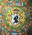Double-spouted armorial ewer, LA Workshop (Italian, active Montelupo, ca. 1520–ca. 1660), Maiolica (tin-glazed earthenware), Italian, Montelupo