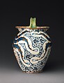 Double-spouted pitcher with arms of the Antinori family, Maiolica (tin-glazed earthenware), Italian, Montelupo