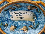 Oval basin or dish with subject from Amadis of Gaul, Workshop of Orazio Fontana (Italian, Urbino, ca. 1510–1576), Maiolica (tin-glazed earthenware), Italian, Urbino or possibly Turin