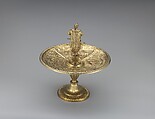 Tazza with Emperor Tiberius figure and dish with scenes from the life of Nero, Gilded silver, Flemish, Antwerp (?)