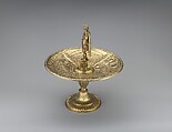 Tazza with Emperor Tiberius figure and dish with scenes from the life of Nero, Gilded silver, Flemish, Antwerp (?)