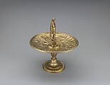 Tazza with Emperor Tiberius figure and dish with scenes from the life of Nero, Gilded silver, Flemish, Antwerp (?)