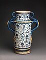 Albarello with arms of Leonardo Buonafede, Maiolica (tin-glazed earthenware), Italian, probably Montelupo