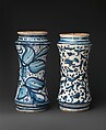 Pharmacy jar (albarello), Maiolica (tin-glazed earthenware), Italian, probably Naples district or Vietri sul Mare