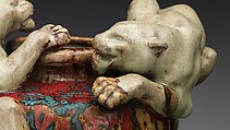 Bowl with two panthers, Pierre-Adrien Dalpayrat (French, Limoges 1844–1910 Limoges), Stoneware, French, Bourg-la-Reine