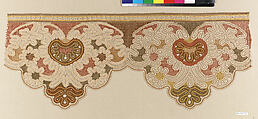 Fragment, Silk and linen, bobbin lace, Russian