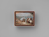 Snuffbox with four maritime scenes; Louis XIV crossing the Rhine in 1672, Adrien Jean Maximilien Vachette (French, Cauffry 1753–1839 Paris), Gold, enamel, French, Paris