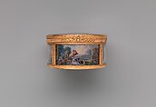 Snuffbox with six scenes of country pastimes, Box by Pierre François Drais (French, 1726–ca. 1788), Gold, glass; miniatures: gouache on vellum, French, Paris