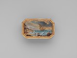 Snuffbox with six maritime scenes, Dominique-François Poitreau (apprenticed 1741, master 1757, retired 1781), Gold, paper, French, Paris