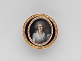 Box with miniature portrait of a woman, Miniature by a French Painter  , ca. 1790, Gold, tortoiseshell, glass, ivory, French