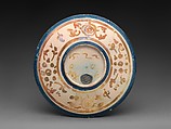 Plate with The Lover Tormented, Probably workshop of Maestro Giorgio Andreoli (Italian (Gubbio), active first half of 16th century), Maiolica (tin-glazed earthenware), lustered, Italian, Gubbio