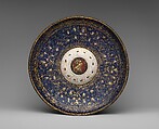 Plate, Painted enamel on copper, partly gilt; gilt brass, Italian, Venice