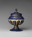 Cup with cover, Painted enamel on copper, partly gilt, Italian, Venice