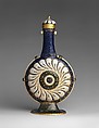 Pilgrim bottle with cover, Painted enamel on copper, partly gilt; gilt-brass, Italian, Venice