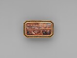 Snuffbox with theatrical scenes of a rope dancer and a puppet show, Box by Joseph Etienne Blerzy (French, active 1750–1806), Gold, enamel; vellum, French, Paris