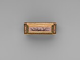 Snuffbox with theatrical scenes of a rope dancer and a puppet show, Box by Joseph Etienne Blerzy (French, active 1750–1806), Gold, enamel; vellum, French, Paris
