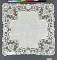 Handkerchief, Needle lace, Point de Gaze, linen, Belgian