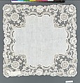 Handkerchief, Needle lace, Point de Gaze, linen, Belgian