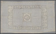 Cover, Linen, embroidered net, Italian, Sicily