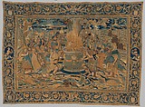 The Prophecy of Calchas from a set of The Story of Troy, Bernard Salomon  French, Cotton, embroidered with silk and gilt-paper-wrapped thread, pigment, Chinese, Macao