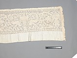 Valance, Embroidered net, buratto, linen, Italian