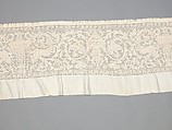 Valance, Embroidered net, buratto, linen, Italian