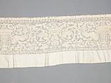 Valance, Embroidered net, buratto, linen, Italian
