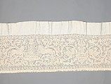 Valance, Embroidered net, buratto, linen, Italian