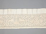 Valance, Embroidered net, buratto, linen, Italian