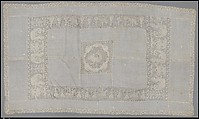 Cover, Linen, embroidered net, Italian, Sicily