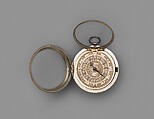 Pair-case watch, Watchmaker: Daniel Delander (British, 1678–1733), Outer case, inner case, and champlevé dial: silver and blued steel hands; Movement: gilded brass, steel, and diamond endstone, British, London