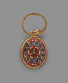 Watch in the form of a Lesser George, Movement by Nicholas Vallin (Flemish, active ca. 1590–died 1603), Case and dial: gold, partly enameled; movement: gilded brass and steel, British, London