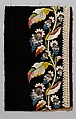 Embroidery sample for a man’s suit, Silk thread on silk velvet, French