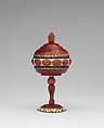 Cup with cover, Carnelian with enameled gold mounts, French