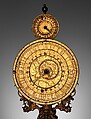 Mirror clock, Movement attributed to Master CR (probably active before 1565), Case: gilded brass and gilded copper; Dial: gilded brass; Movement: plated frame of iron, iron wheels, German, Nuremberg