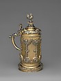 Tankard, Georgius Olescher Sr. (active 1693, died 1707), Gilded silver, Hungarian, Brassó