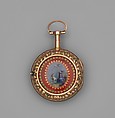 Watch with calendar, Watchmaker: Firm of Bordier Frères (recorded 1815–30), Case: varicolored gold, partly enameled; Dial: white enamel; Movement: brass and steel, Swiss, Geneva