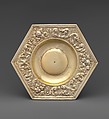 Hexagonal dish (part of a set), Paulus Roth, Gilded silver, Hungarian, Brassó