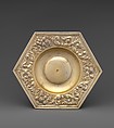 Hexagonal dish (part of a set), Paulus Roth, Gilded silver, Hungarian, Brassó