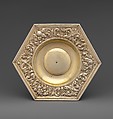Hexagonal dish (part of a set), Paulus Roth, Gilded silver, Hungarian, Brassó