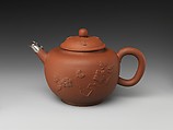 Teapot, Factory of Arij de Milde (1634–1708), Red earthenware, silver, Dutch, Delft